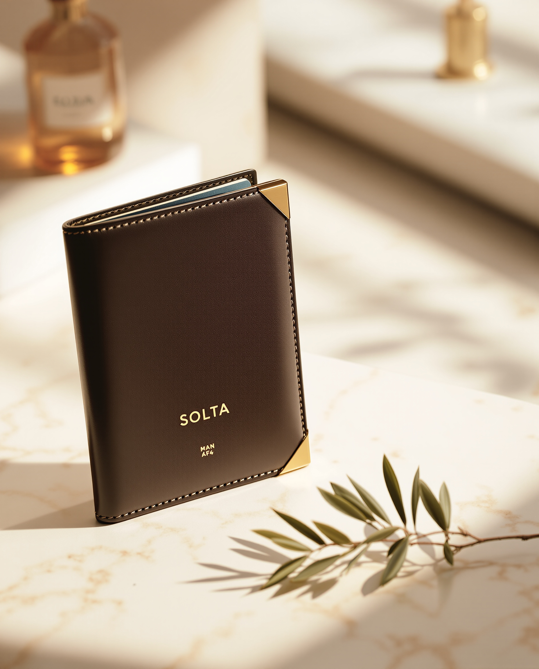 Passport bifold in chocolate leather